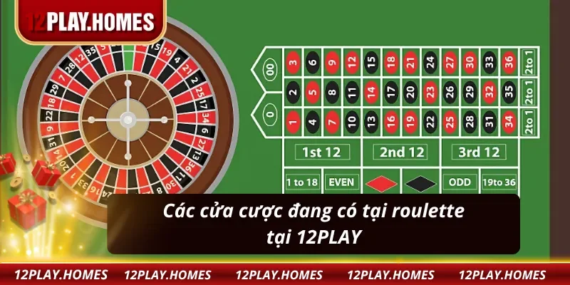 Những cửa cược đang có tại roulette 12PLAY